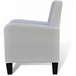HELLOSHOP26 Fauteuil Chaise Siège Lounge Design Club Sofa Salon Cuir Synthétique Blanc - Blanc -Pas Cher Fauteuil Magasin 14364239 4