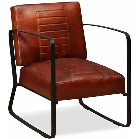 HELLOSHOP26 Fauteuil Chaise Siège Lounge Design Club Sofa Salon De Salon En Cuir Véritable Marron - Marron 3 HELLOSHOP26 Fauteuil Chaise Siège Lounge Design Club Sofa Salon De Salon En Cuir Véritable Marron - Marron
