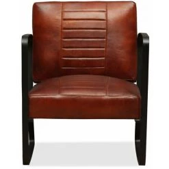 HELLOSHOP26 Fauteuil Chaise Siège Lounge Design Club Sofa Salon De Salon En Cuir Véritable Marron - Marron 9 HELLOSHOP26 Fauteuil Chaise Siège Lounge Design Club Sofa Salon De Salon En Cuir Véritable Marron - Marron -Pas Cher Fauteuil Magasin 14364257 3