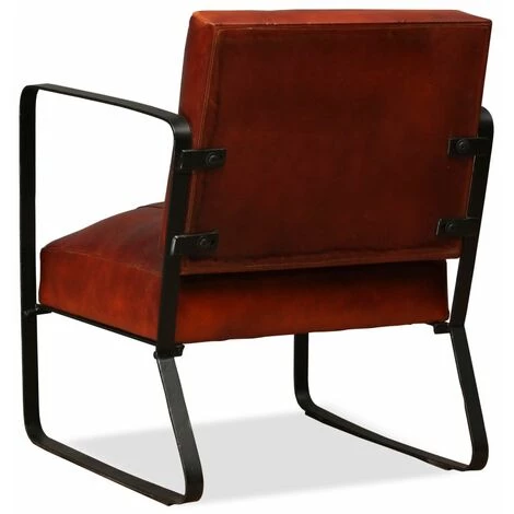 HELLOSHOP26 Fauteuil Chaise Siège Lounge Design Club Sofa Salon De Salon En Cuir Véritable Marron - Marron 6 HELLOSHOP26 Fauteuil Chaise Siège Lounge Design Club Sofa Salon De Salon En Cuir Véritable Marron - Marron â Image 4