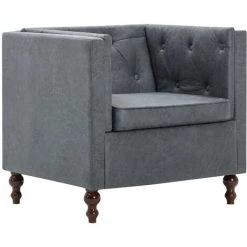 HELLOSHOP26 Fauteuil Chaise Siège Lounge Design Club Sofa Salon Tapisserie En Tissu Gris - Gris
