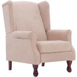 HELLOSHOP26 Fauteuil Chaise Siège Lounge Design Club Sofa Salon Inclinable Crème Tissu - Crème