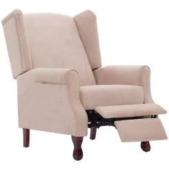 HELLOSHOP26 Fauteuil Chaise Siège Lounge Design Club Sofa Salon Inclinable Crème Tissu - Crème -Pas Cher Fauteuil Magasin 14364277 4