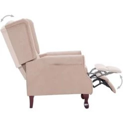 HELLOSHOP26 Fauteuil Chaise Siège Lounge Design Club Sofa Salon Inclinable Crème Tissu - Crème -Pas Cher Fauteuil Magasin 14364277 5