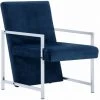 HELLOSHOP26 Fauteuil Chaise Siège Lounge Design Club Sofa Salon Avec Pieds En Chrome Bleu Velours - Bleu -Pas Cher Fauteuil Magasin 14364303 1