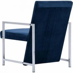 HELLOSHOP26 Fauteuil Chaise Siège Lounge Design Club Sofa Salon Avec Pieds En Chrome Bleu Velours - Bleu 11 HELLOSHOP26 Fauteuil Chaise Siège Lounge Design Club Sofa Salon Avec Pieds En Chrome Bleu Velours - Bleu -Pas Cher Fauteuil Magasin 14364303 5