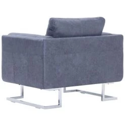 HELLOSHOP26 Fauteuil Chaise Siège Lounge Design Club Sofa Salon Cube Gris Similicuir Daim - Gris 11 HELLOSHOP26 Fauteuil Chaise Siège Lounge Design Club Sofa Salon Cube Gris Similicuir Daim - Gris -Pas Cher Fauteuil Magasin 14364304 5