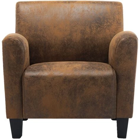 VidaXL Chaise Marron Similicuir Daim - Brun 5 VidaXL Chaise Marron Similicuir Daim - Brun – Image 3