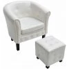 HELLOSHOP26 Fauteuil Chaise Siège Lounge Design Club Sofa Salon Cabriolet Avec Repose-pied Cuir Synthétique Blanc - Blanc -Pas Cher Fauteuil Magasin 14372110 1