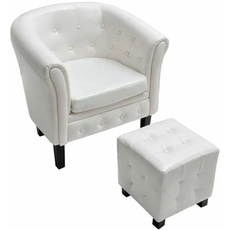 HELLOSHOP26 Fauteuil Chaise Siège Lounge Design Club Sofa Salon Cabriolet Avec Repose-pied Cuir Synthétique Blanc - Blanc 3 HELLOSHOP26 Fauteuil Chaise Siège Lounge Design Club Sofa Salon Cabriolet Avec Repose-pied Cuir Synthétique Blanc - Blanc