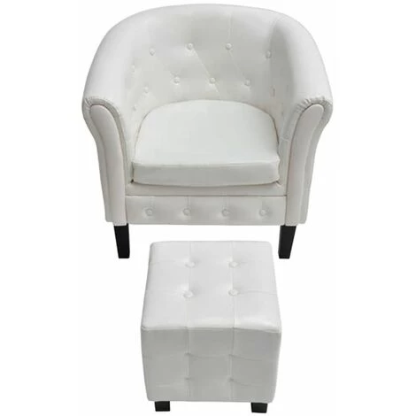 HELLOSHOP26 Fauteuil Chaise Siège Lounge Design Club Sofa Salon Cabriolet Avec Repose-pied Cuir Synthétique Blanc - Blanc 4 HELLOSHOP26 Fauteuil Chaise Siège Lounge Design Club Sofa Salon Cabriolet Avec Repose-pied Cuir Synthétique Blanc - Blanc – Image 2