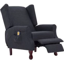 HELLOSHOP26 Fauteuil électrique De Massage Confort Relaxant Massant Détente Gris Foncé Tissu - Gris -Pas Cher Fauteuil Magasin 14372116 3