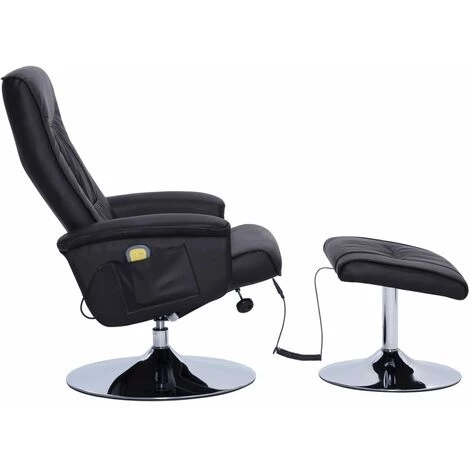 HELLOSHOP26 Fauteuil De Massage Confort Relaxant Massant Détente Avec Repose-pieds Noir Similicuir - Noir 5 HELLOSHOP26 Fauteuil De Massage Confort Relaxant Massant Détente Avec Repose-pieds Noir Similicuir - Noir – Image 3