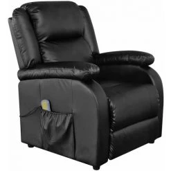 HELLOSHOP26 Fauteuil De Massage Confort Relaxant Massant Détente électrique Cuir Synthétique Réglable Noir - Noir