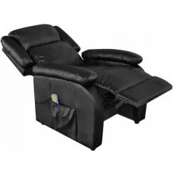 HELLOSHOP26 Fauteuil De Massage Confort Relaxant Massant Détente électrique Cuir Synthétique Réglable Noir - Noir -Pas Cher Fauteuil Magasin 14372153 3