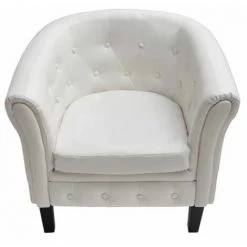 HELLOSHOP26 Fauteuil Chaise Siège Lounge Design Club Sofa Salon Cabriolet Cuir Synthétique Blanc - Blanc