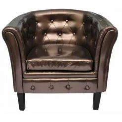 HELLOSHOP26 Fauteuil Chaise Siège Lounge Design Club Sofa Salon Cabriolet Cuir Synthétique Marron - Marron