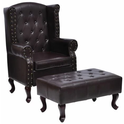 HELLOSHOP26 Fauteuil Chaise Siège Lounge Design Club Sofa Salon Avec Repose-pied Cuir Artificiel Marron Foncé - Marron 3 HELLOSHOP26 Fauteuil Chaise Siège Lounge Design Club Sofa Salon Avec Repose-pied Cuir Artificiel Marron Foncé - Marron