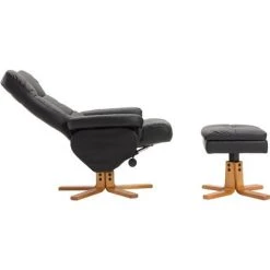 HOMCOM Fauteuil Relax Inclinable Style Contemporain Repose-pieds Coffre Rangement Revêtement Synthétique Acier Bois Noir 10 HOMCOM Fauteuil Relax Inclinable Style Contemporain Repose-pieds Coffre Rangement Revêtement Synthétique Acier Bois Noir -Pas Cher Fauteuil Magasin 14604620 4