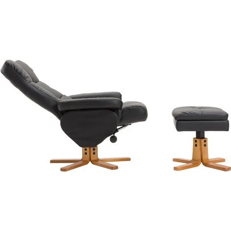 HOMCOM Fauteuil Relax Inclinable Style Contemporain Repose-pieds Coffre Rangement Revêtement Synthétique Acier Bois Noir 6 HOMCOM Fauteuil Relax Inclinable Style Contemporain Repose-pieds Coffre Rangement Revêtement Synthétique Acier Bois Noir – Image 4