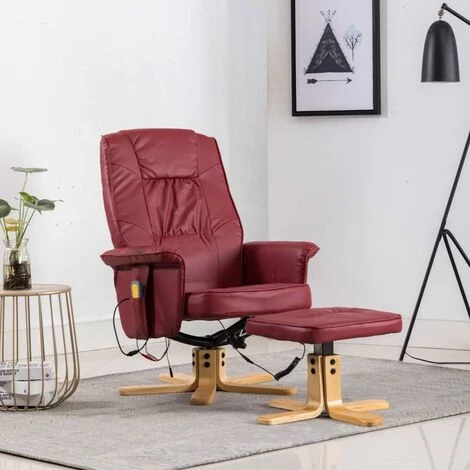 Fauteuil De Massage Avec Repose-pied Similicuir Rouge Bordeaux VidaXL 3 Fauteuil De Massage Avec Repose-pied Similicuir Rouge Bordeaux VidaXL