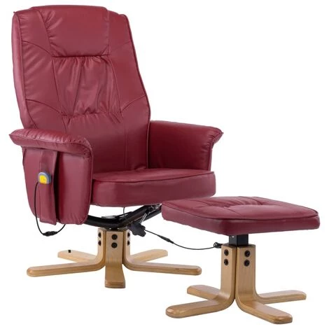 Fauteuil De Massage Avec Repose-pied Similicuir Rouge Bordeaux VidaXL 4 Fauteuil De Massage Avec Repose-pied Similicuir Rouge Bordeaux VidaXL – Image 2