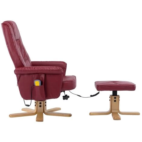 Fauteuil De Massage Avec Repose-pied Similicuir Rouge Bordeaux VidaXL 6 Fauteuil De Massage Avec Repose-pied Similicuir Rouge Bordeaux VidaXL – Image 4