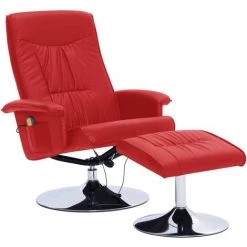 Fauteuil De Massage Avec Repose-pied Similicuir Rouge VidaXL -Pas Cher Fauteuil Magasin 14790412 2