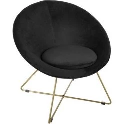 ATMOSPHERA Fauteuil De Salon En Velours Evan - 76 X 67 X 69 - Noir
