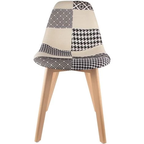 THE HOME DECO FACTORY Chaise Scandinave Patchwork - H.85 Cm - 46,5 X 54 X 85 - Blanc 4 THE HOME DECO FACTORY Chaise Scandinave Patchwork - H.85 Cm - 46,5 X 54 X 85 - Blanc – Image 2