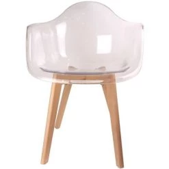 THE HOME DECO FACTORY Fauteuil Scandinave - H.86 Cm - 63 X 58 X 86 - Transparent -Pas Cher Fauteuil Magasin 14799951 2