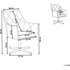 BELIANI Fauteuil En Velours Gris Foncé - Gris -Pas Cher Fauteuil Magasin 14818876 3
