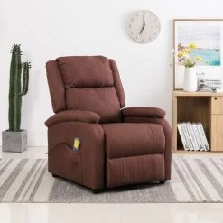 Fauteuil De Massage Tissu Marron VidaXL