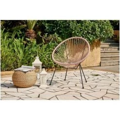 AUTRES MANA Fauteuil Design En Forme D'oeuf - Cordage En Plastique Rose Pastel