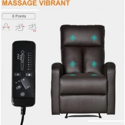 HOMCOM Fauteuil De Massage Relaxation électrique Inclinable 180° Avec Repose-pied Ajustable Coloris Marron -Pas Cher Fauteuil Magasin 14930442 4