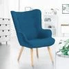 IDMARKET Fauteuil Scandinave IVAR En Tissu Bleu Canard - Bleu -Pas Cher Fauteuil Magasin 15008367 1