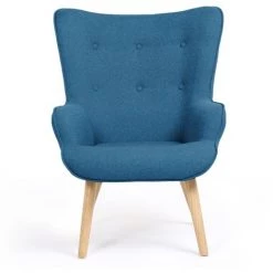 IDMARKET Fauteuil Scandinave IVAR En Tissu Bleu Canard - Bleu -Pas Cher Fauteuil Magasin 15008367 3