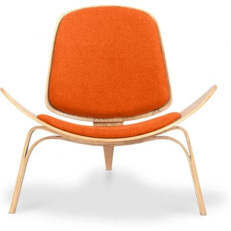 PRIVATEFLOOR Fauteuil CW07 Design Boho Bali - Cachemire Orange - Chêne Massif, Cachemire, Tissu, Bois - Orange 3 PRIVATEFLOOR Fauteuil CW07 Design Boho Bali - Cachemire Orange - Chêne Massif, Cachemire, Tissu, Bois - Orange