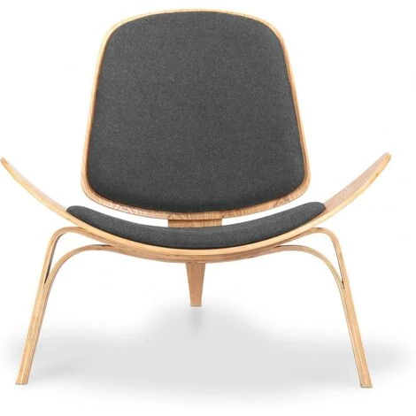 PRIVATEFLOOR Fauteuil CW07 Design Boho Bali - Cachemire Gris Foncé - Chêne Massif, Cachemire, Tissu, Bois - Gris Foncé 3 PRIVATEFLOOR Fauteuil CW07 Design Boho Bali - Cachemire Gris Foncé - Chêne Massif, Cachemire, Tissu, Bois - Gris Foncé