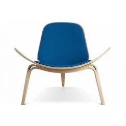 PRIVATEFLOOR Fauteuil CW07 Design Boho Bali - Cachemire Bleu Foncé - Chêne Massif, Cachemire, Tissu, Bois - Bleu Foncé