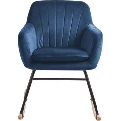 BELIANI Chaise à Bascule En Velours Bleu Cobalt - Bleu 10 BELIANI Chaise à Bascule En Velours Bleu Cobalt - Bleu -Pas Cher Fauteuil Magasin 15098421 4