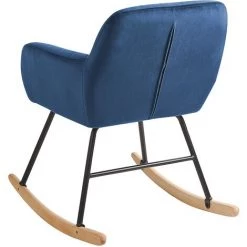 BELIANI Chaise à Bascule En Velours Bleu Cobalt - Bleu 11 BELIANI Chaise à Bascule En Velours Bleu Cobalt - Bleu -Pas Cher Fauteuil Magasin 15098421 5