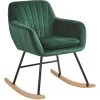 BELIANI Chaise à Bascule En Velours Vert - Vert 1 BELIANI Chaise à Bascule En Velours Vert - Vert -Pas Cher Fauteuil Magasin 15098422 1