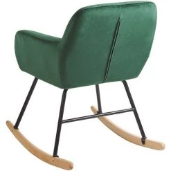 BELIANI Chaise à Bascule En Velours Vert - Vert 7 BELIANI Chaise à Bascule En Velours Vert - Vert -Pas Cher Fauteuil Magasin 15098422 3