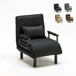 LE ROI DU RELAX Fauteuil-lit Convertible En Tissu Deborah | Couleur: Noir