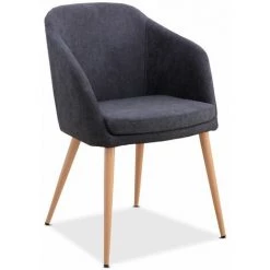 MC HAUS Fauteuil De Salon Avec Accoudoirs, Fauteuil De Salle à Manger Ou De Chambre à Coucher, Style Scandinave, Gris Anthracite