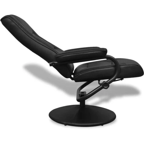 VidaXL Fauteuil Avec Repose-pied Cuir Synthetique Noir 5 VidaXL Fauteuil Avec Repose-pied Cuir Synthetique Noir – Image 3