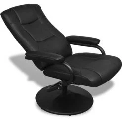 VidaXL Fauteuil Avec Repose-pied Cuir Synthetique Noir 11 VidaXL Fauteuil Avec Repose-pied Cuir Synthetique Noir -Pas Cher Fauteuil Magasin 15354675 5