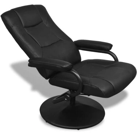 VidaXL Fauteuil Avec Repose-pied Cuir Synthetique Noir 7 VidaXL Fauteuil Avec Repose-pied Cuir Synthetique Noir – Image 5