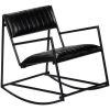 VidaXL Fauteuil A Bascule Noir Cuir Veritable 1 VidaXL Fauteuil A Bascule Noir Cuir Veritable -Pas Cher Fauteuil Magasin 15354766 1